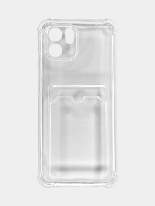 Чехол противоударный Xiaomi Redmi A1, Сяоми Редми А1, прозрачный, с карманом для карты