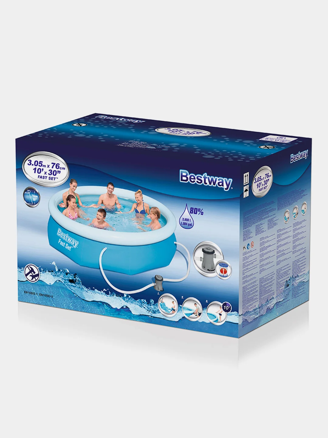 Бассейн надувной Bestway 57270 305х76 см, 3638 л, с ф-насосом