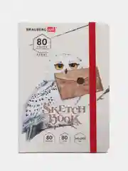 Блокнот-Скетчбук для рисования эскизов, белая бумага 80г/м 145х203мм, 80л BRAUBERG, 114581