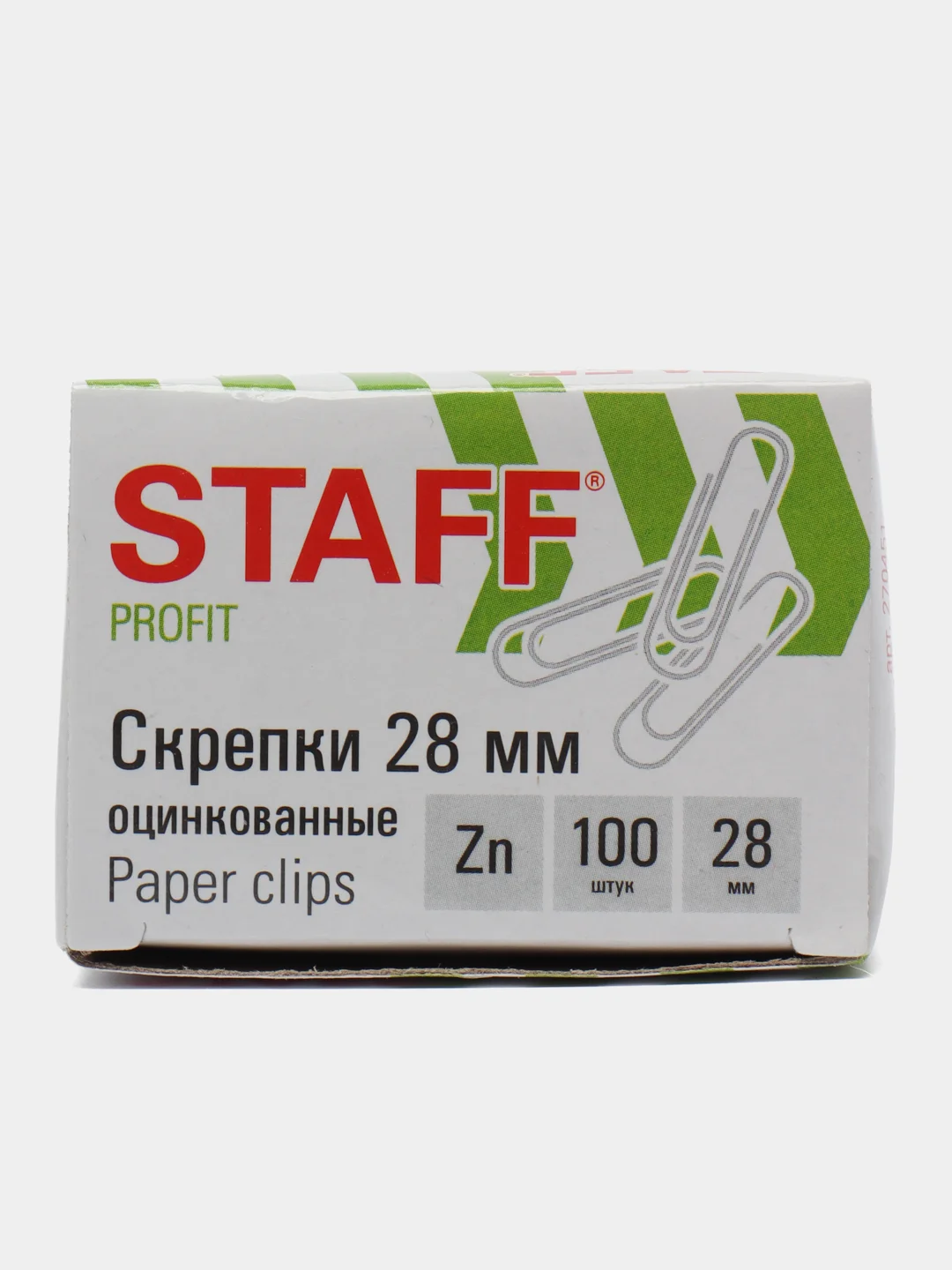 Скрепки канцелярские металлические набор STAFF, 28 мм, оцинкованные, 270451