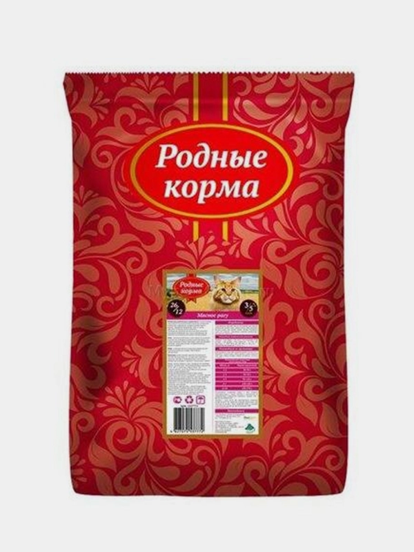 Корм сухой для взрослых кошек Родные Корма "Мясное рагу", 26/12, 3/5 пуда, 10 кг