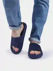 Синий шлепанцы на высокой подошве