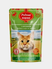 Корм влажный для стерилизованных кошек Родные Корма, с кроликом, 32 х 85 г