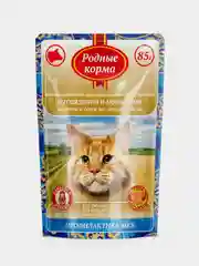 Корм влажный для кошек Родные Корма, с говядиной и морковкой, профилактика МКБ, 32 х 85г