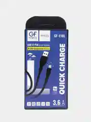 Черный кабель USB на Lightning GFPower F16L, с индикацией, 1 метр, 3.6A, ПВХ, 8-pin