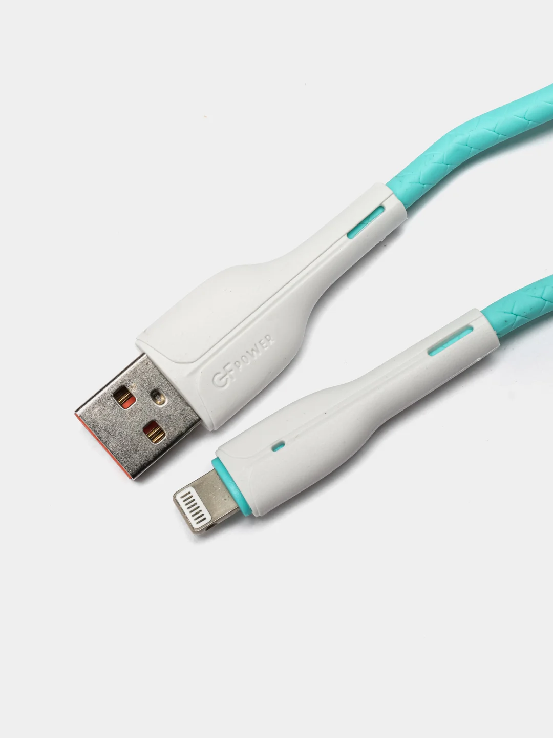 Зеленый кабель USB на Lightning GFPower F16L, с индикацией, 1 метр, 3.6A, ПВХ, 8-pin