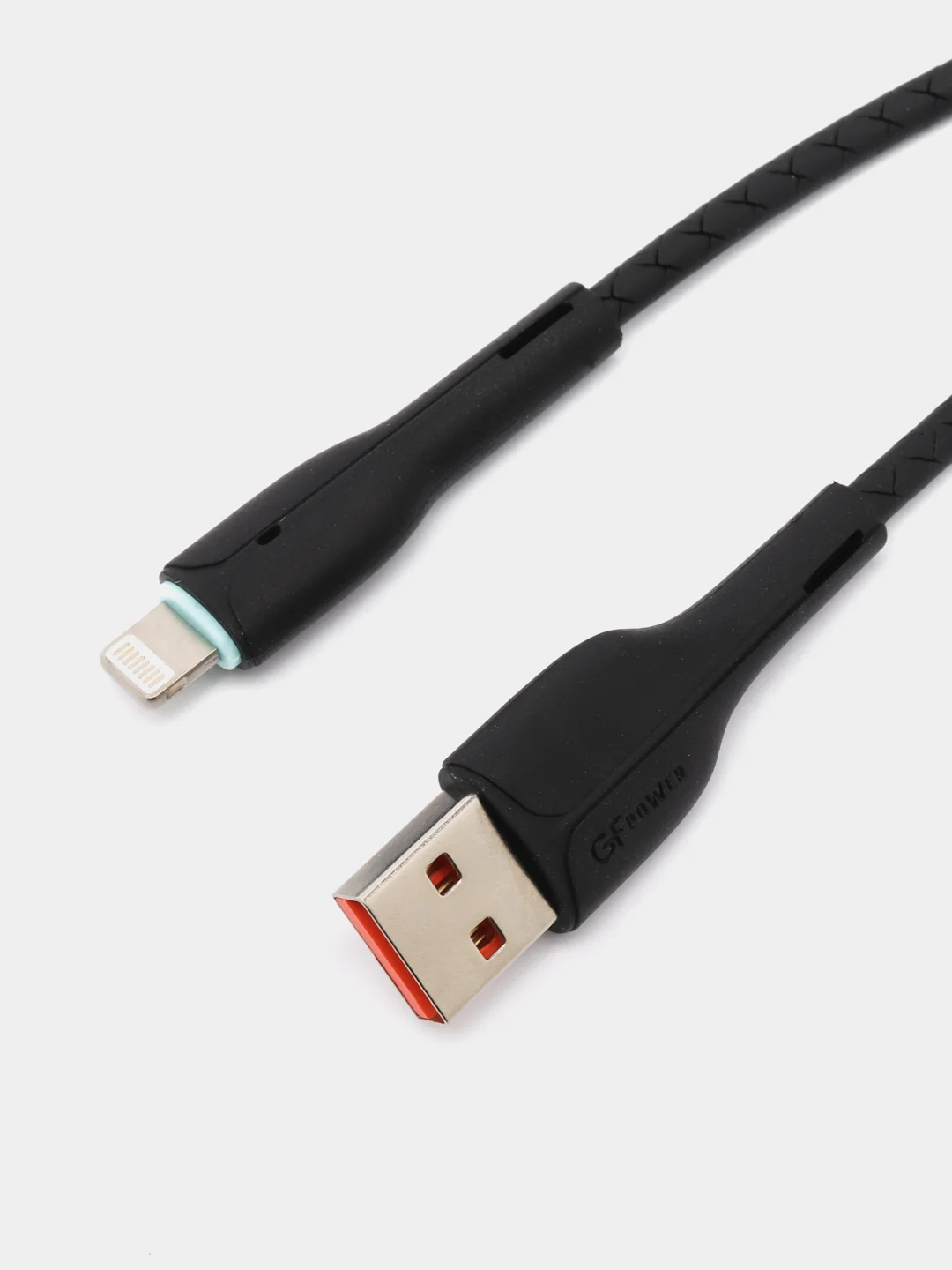Черный кабель USB на Lightning "GFPower 15L", 1 метр, 2.4A, материал TPE, iPhone 8-pin