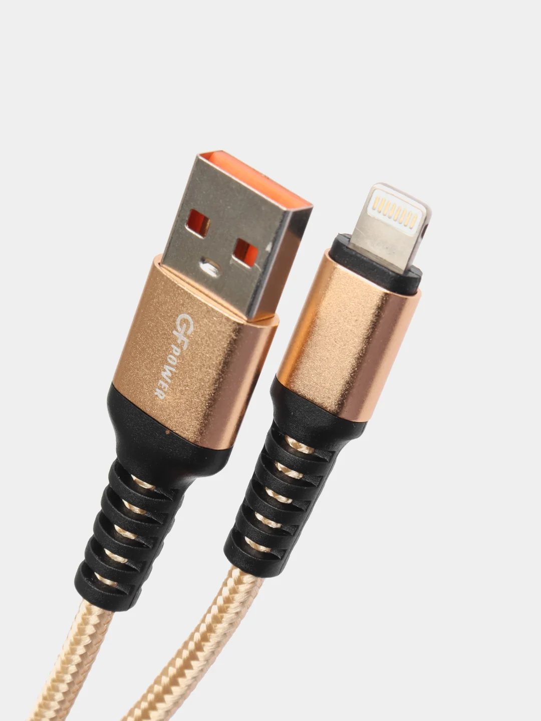 Золотой кабель USB- 8-pin GFPoWeR 02L, 1 м, 2.4A, нейлон (Lightning)