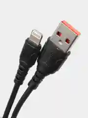 Кабель USB на Lightning "GFPower 06L", 1 метр, 2.4A, чёрный ПВХ, Apple iPhone 8-pin