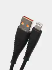 Черный кабель USB на Lightning "GFPower 19L", 1 метр, 2.4A, силикон, iPhone 8-pin