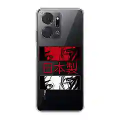 Алый силиконовый чехол на Honor X7A / Хонор X7A прозрачный, с рисунком, защита камеры
