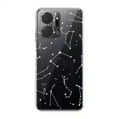 Прозрачный силиконовый чехол на Honor X7A / Хонор X7A прозрачный, с рисунком, защита камеры