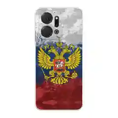Синий силиконовый чехол на Honor X7A / Хонор X7A прозрачный, с рисунком, защита камеры