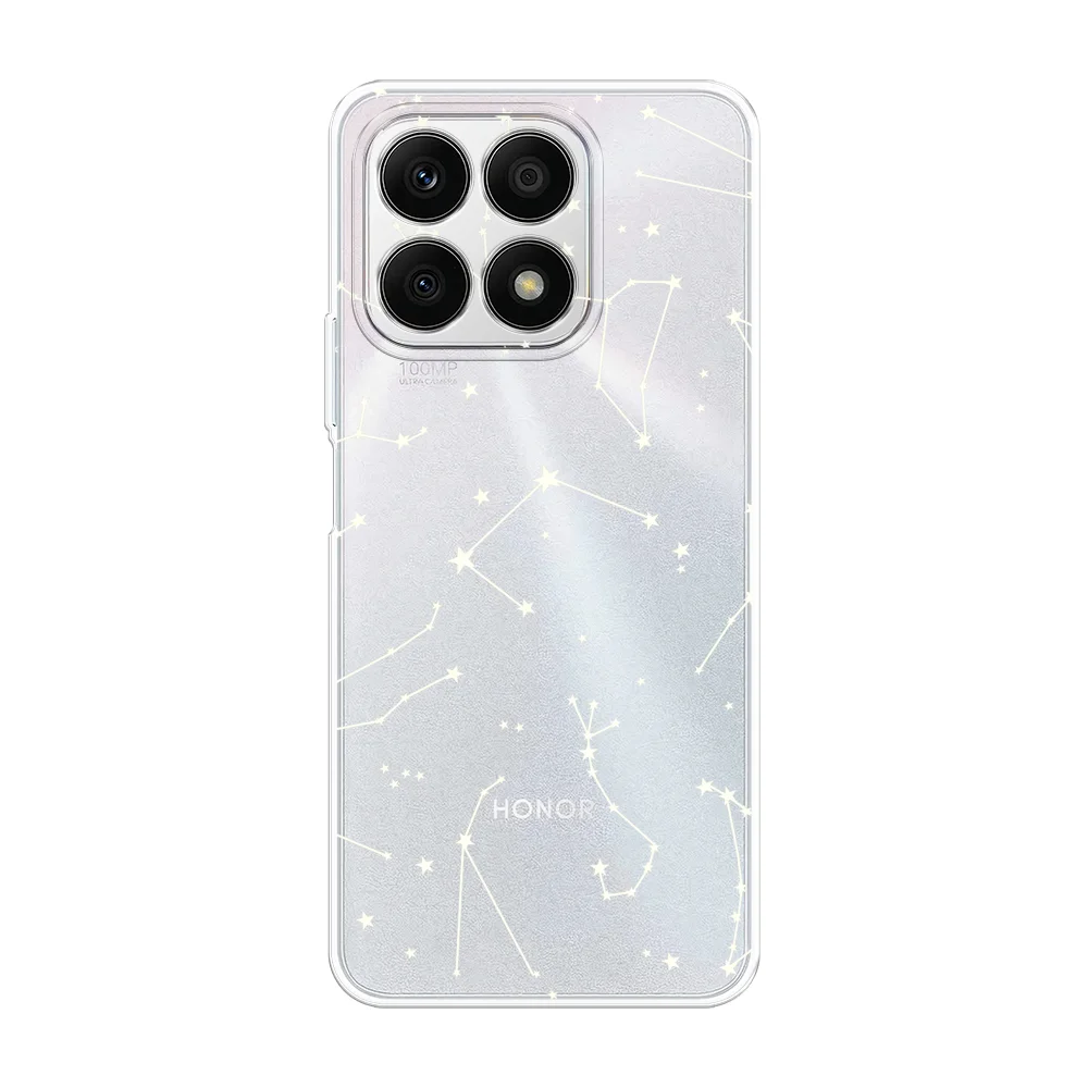 Прозрачный силиконовый чехол на Honor X8A / Хонор X8A прозрачный, с рисунком, защита камеры