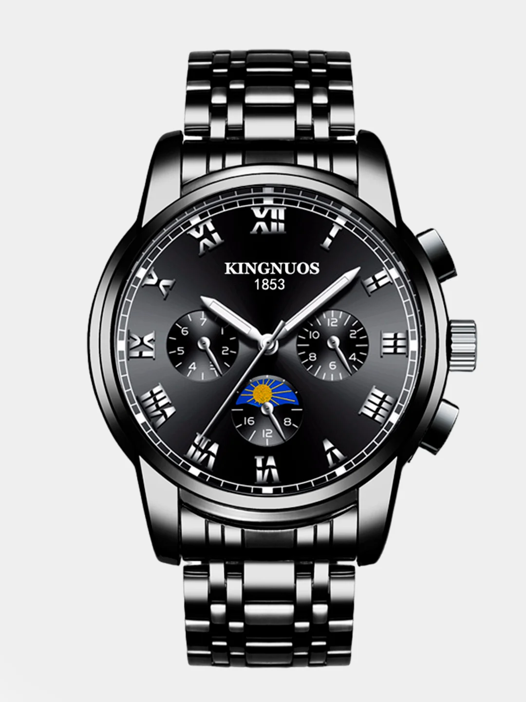 Черный мужские наручные часы KINGNUOS K-1751, в подарочной упаковке