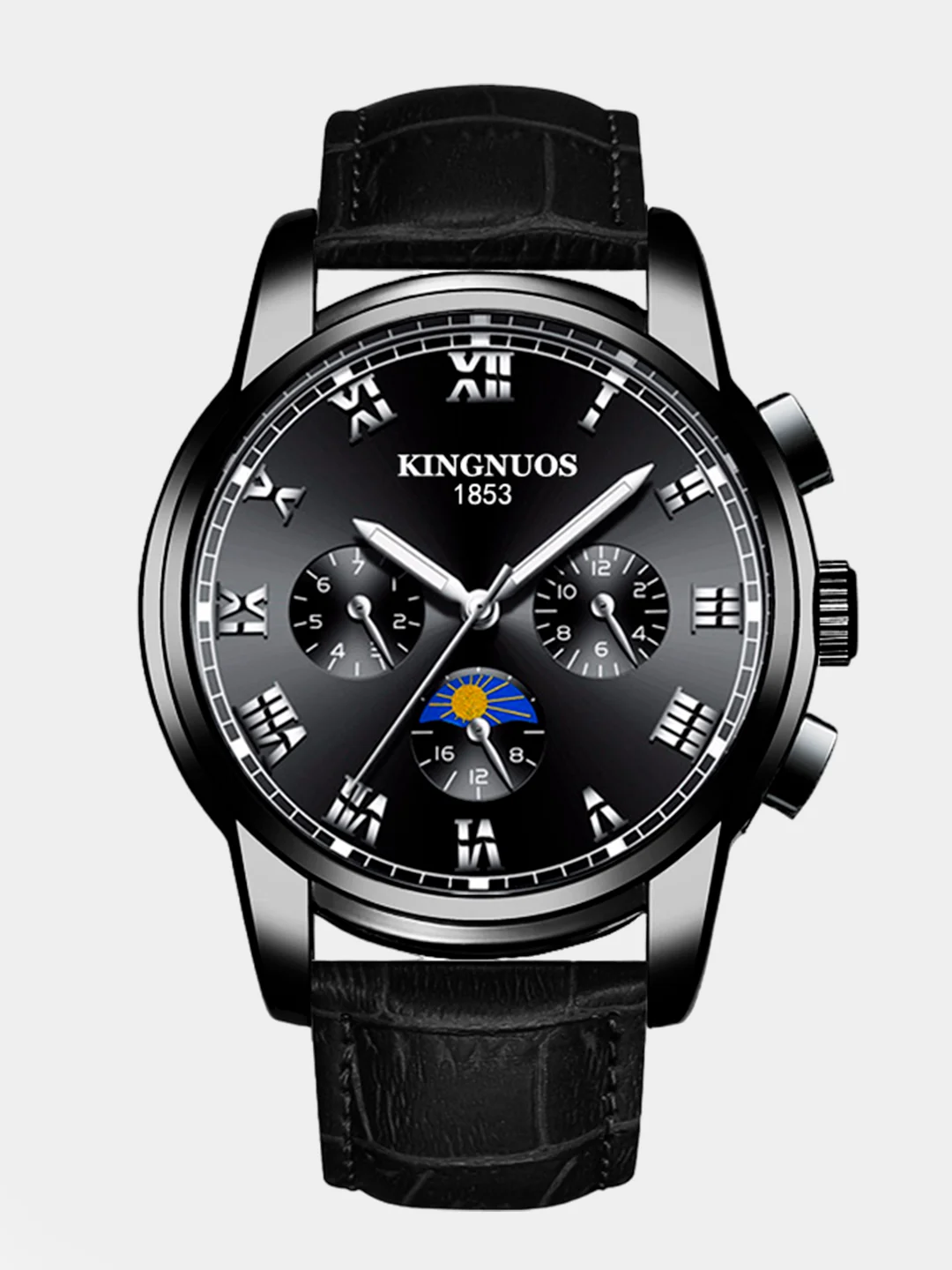 Черный мужские наручные часы KINGNUOS K-1751, в подарочной упаковке
