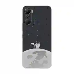 Серебряный силиконовый чехол на Infinix Hot 12 Pro / Инфиникс Хот 12 Про с рисунком, защита камеры