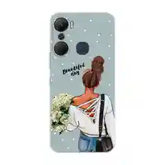 Тёмно-серый силиконовый чехол на Infinix Hot 12 Pro / Инфиникс Хот 12 Про с рисунком, защита камеры