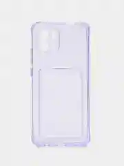 Фиолетовый силиконовый чехол Xiaomi Redmi A1, (Сяоми Редми А1), с карманом, прозрачный