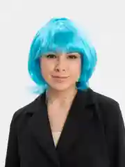 Голубой карнавальный парик каре