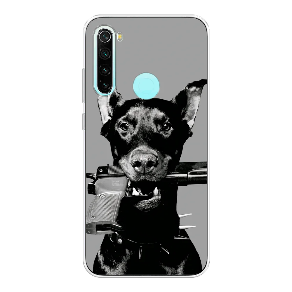 Серый силиконовый чехол на Xiaomi Redmi Note 8 / Сяоми Редми Нот 8 с рисунком, защита камеры