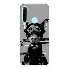 Серый силиконовый чехол на Xiaomi Redmi Note 8 / Сяоми Редми Нот 8 с рисунком, защита камеры
