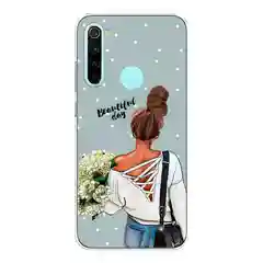 Тёмно-серый силиконовый чехол на Xiaomi Redmi Note 8 / Сяоми Редми Нот 8 с рисунком, защита камеры