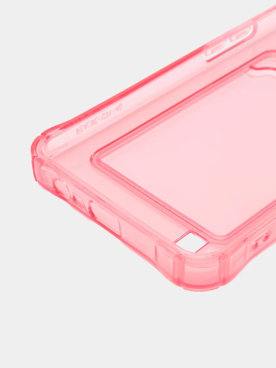 Розовый силиконовый чехол для Realme C31 (Реалми С31), с карманом для карт, прозрачный