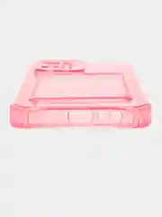 Розовый силиконовый чехол для Realme C31 (Реалми С31), с карманом для карт, прозрачный