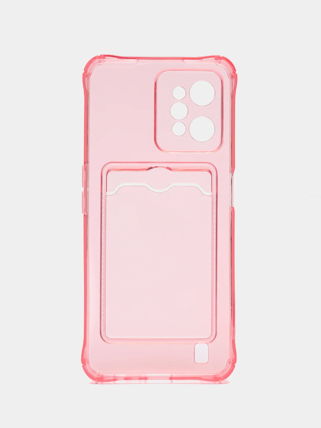 Розовый силиконовый чехол для Realme C31 (Реалми С31), с карманом для карт, прозрачный