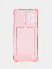 Розовый силиконовый чехол для Realme C31 (Реалми С31), с карманом для карт, прозрачный