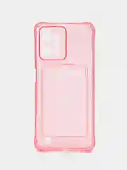 Розовый силиконовый чехол для Realme C31 (Реалми С31), с карманом для карт, прозрачный