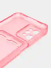 Розовый силиконовый чехол для Realme C31 (Реалми С31), с карманом для карт, прозрачный