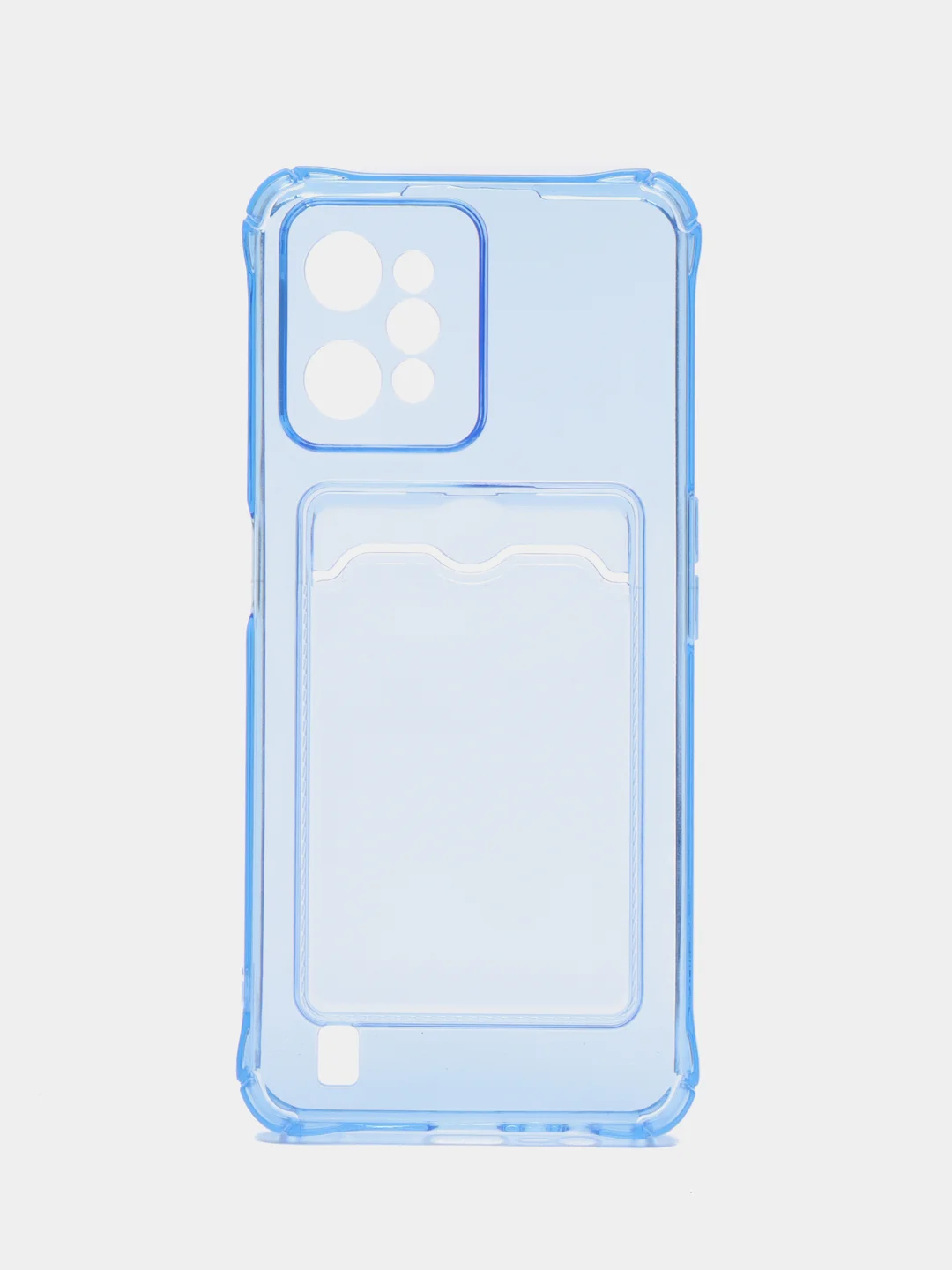 Синий силиконовый чехол для Realme C31 (Реалми С31), с карманом для карт, прозрачный