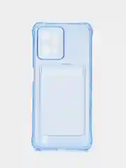 Синий силиконовый чехол для Realme C31 (Реалми С31), с карманом для карт, прозрачный