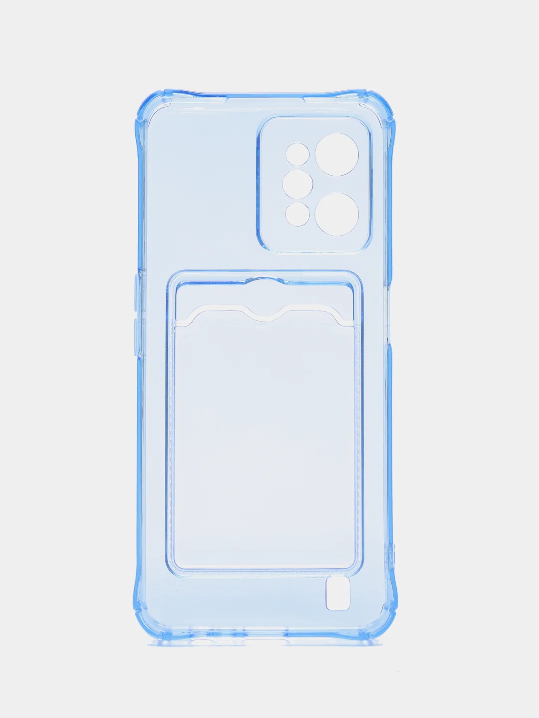 Синий силиконовый чехол для Realme C31 (Реалми С31), с карманом для карт, прозрачный