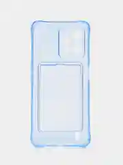 Синий силиконовый чехол для Realme C31 (Реалми С31), с карманом для карт, прозрачный