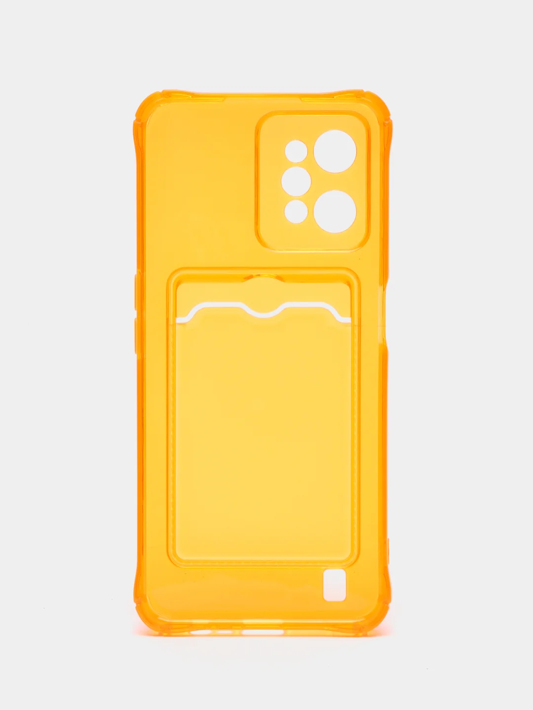Оранжевый силиконовый чехол для Realme C31 (Реалми С31), с карманом для карт, прозрачный