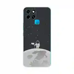 Серебряный чехол на Infinix SMART 6 / Инфиникс Смарт 6 прозрачный, с рисунком, защита камеры