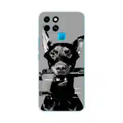 Серый чехол на Infinix SMART 6 / Инфиникс Смарт 6 прозрачный, с рисунком, защита камеры