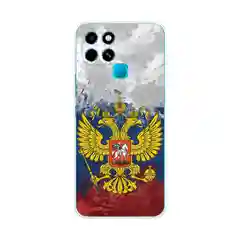 Синий чехол на Infinix SMART 6 / Инфиникс Смарт 6 прозрачный, с рисунком, защита камеры