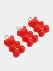 Красный глянцевые подвески в форме медвежонка, для украшений, 3 штуки