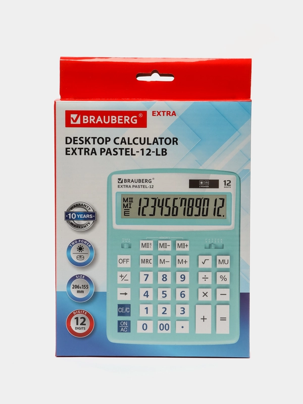 Калькулятор настольный электронный обычный Brauberg Extra Pastel-12-lb (206x155 мм)