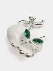 Белый брошь "Коты" с эмалью и камнями, 2 цвета
