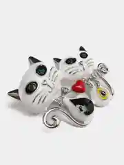 Брошь "Кошки", с эмалью