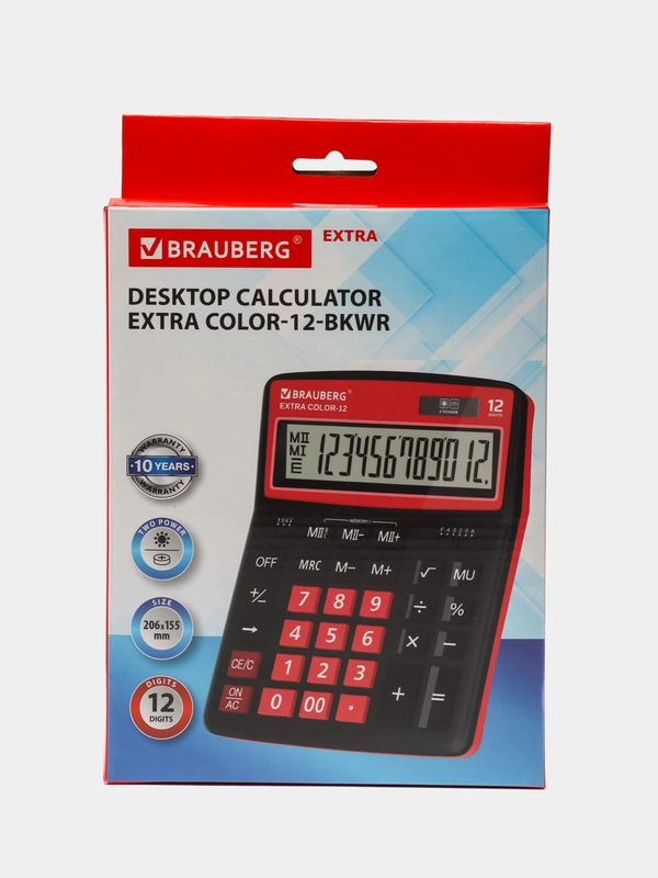 Калькулятор настольный электронный обычный Brauberg Extra Color-12-bkwr (206x155 мм)
