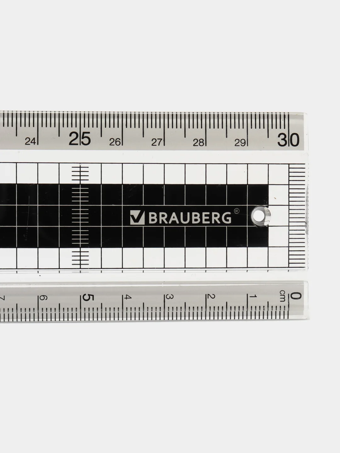 Линейка пластиковая школьная измерительная для черчения 30 см BRAUBERG, прочная, 210744