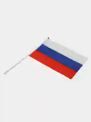 Флаг России РФ триколор ручной 20х30 см, без герба, с флагштоком, Brauberg/STAFF