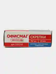 Скрепки канцелярские пластиковые набор ОФИСМАГ 28 мм цветные, 225210