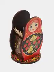 Красный подставка деревянная для зубочисток "Матрешка"